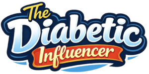 The Diabetic Influencer logo with bold blue and white lettering and red banner, representing a Type 2 diabetes education and support platform focused on diabetes management and health advocacy.
